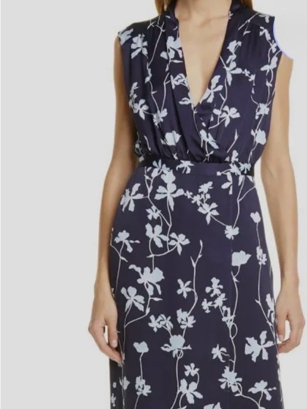 Equipment Navy Floral Dress with White Print. NWT